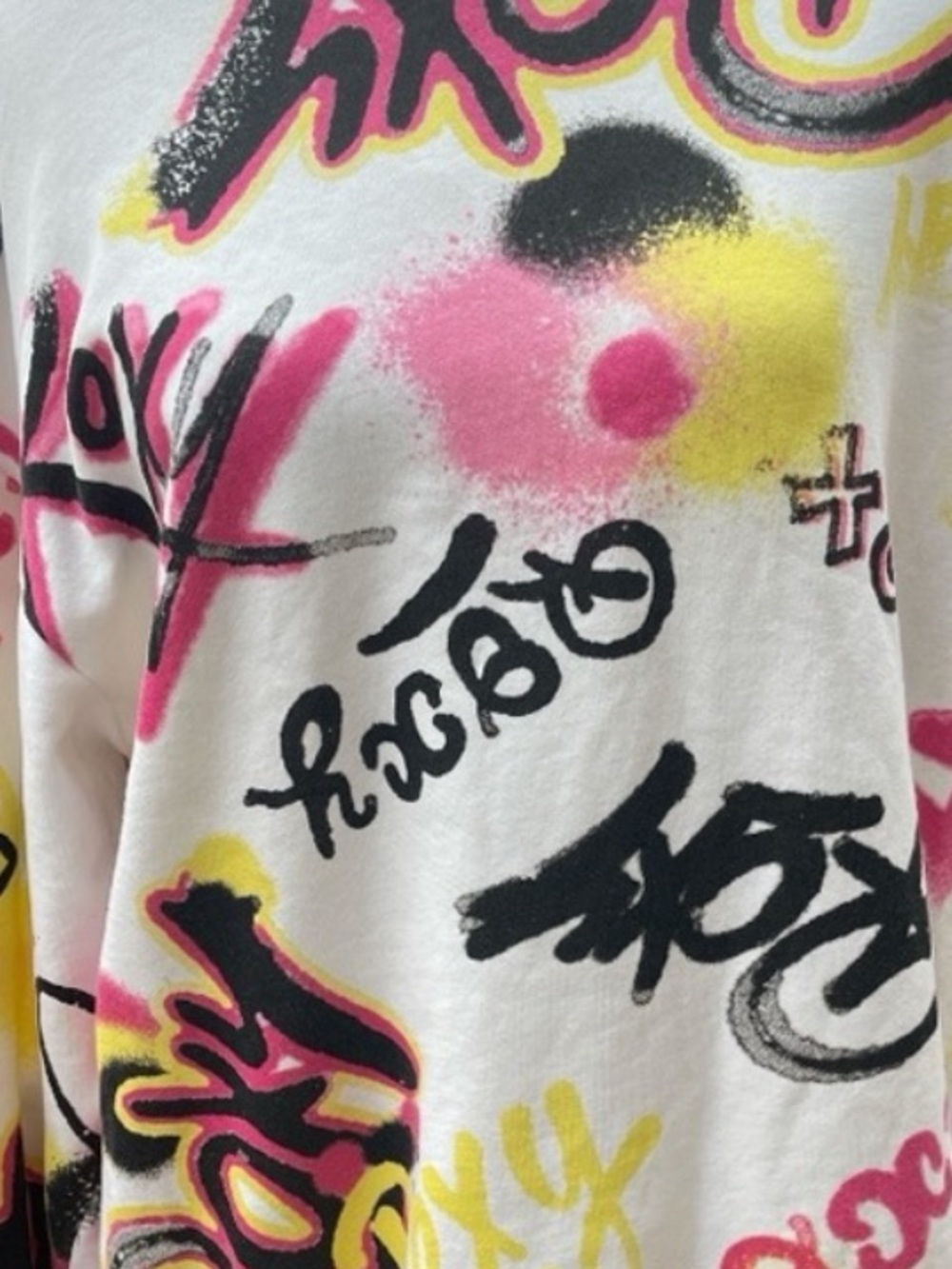 Roxy x Kelia Graffiti Print Oversized Sweatshirt Y2K Streetwear Sz S Fits M-L - Picture 4 of 8